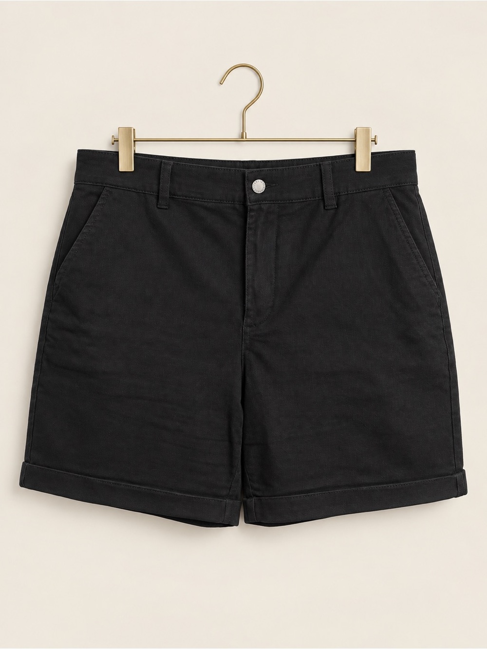 Universal Standard Black Cuffed Chino Shorts Size 14